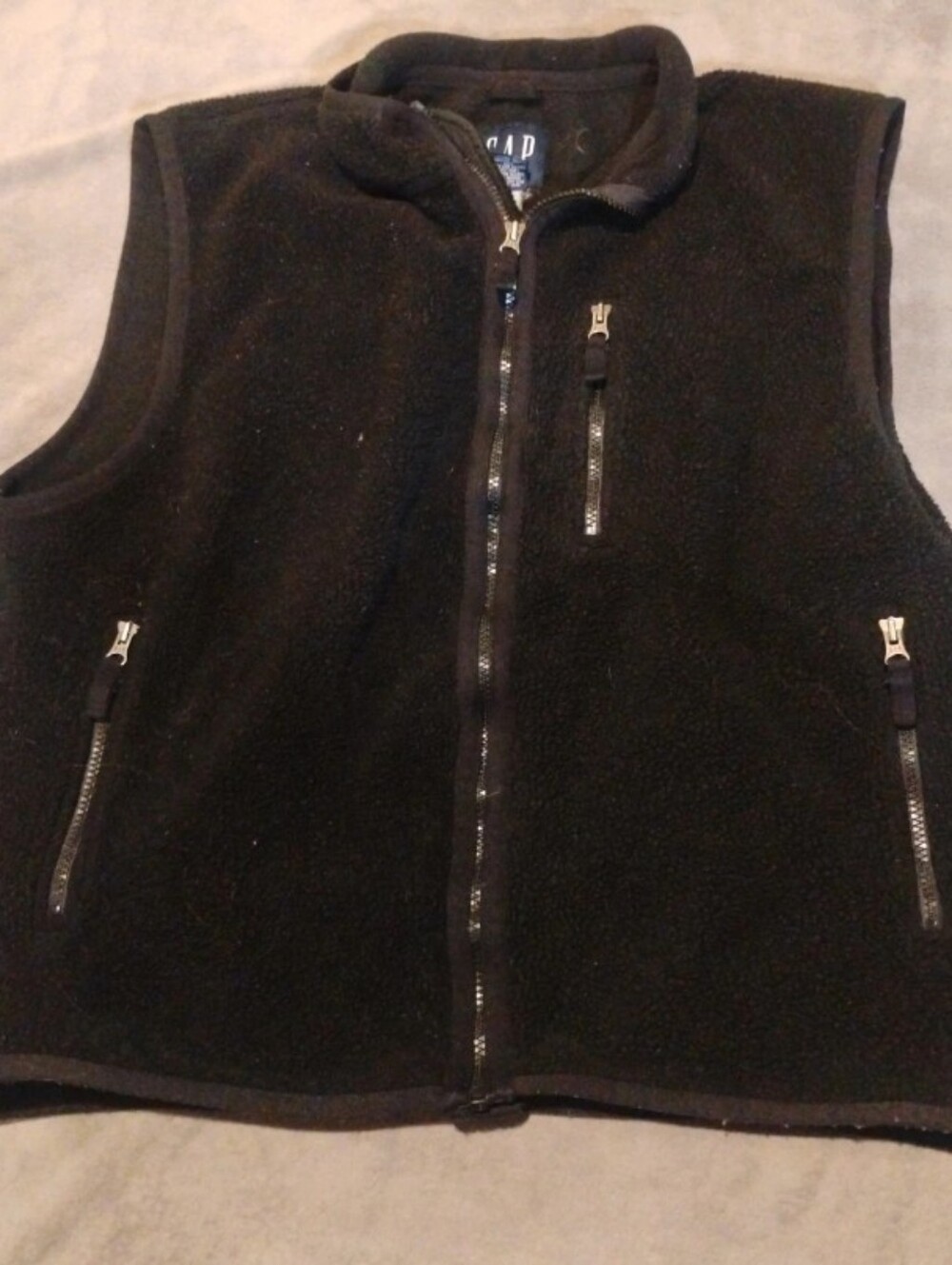 Gap Vintage Mens Fleece Vest Full Zip Black Gorpcore Pocket - Large